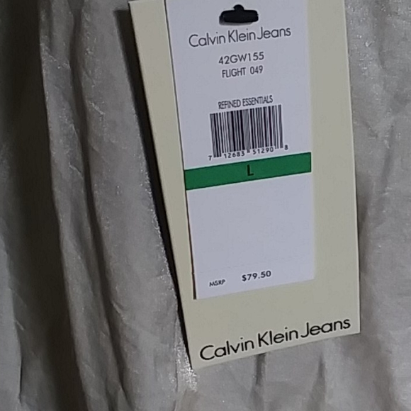 Calvin Klein Jeans Cream Hidden Button -Up Large - Picture 5 of 5